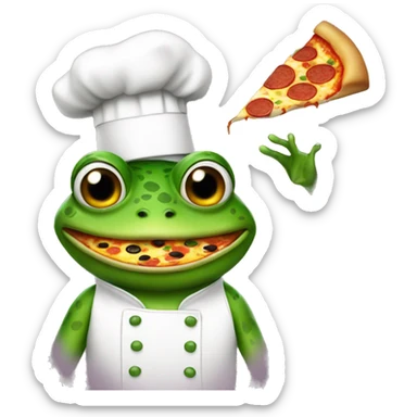 Frog as a pizza chef sticker