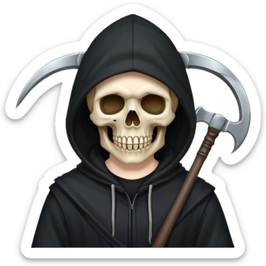 black hood skull scythe sticker
