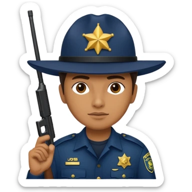 hazme un policia de fronteras con gorro azul oscuro pero sin porra sticker