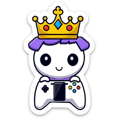 Colorful qbix88 online gaming logo with pro controller, crown for popular games, and expert rank symbol sticker