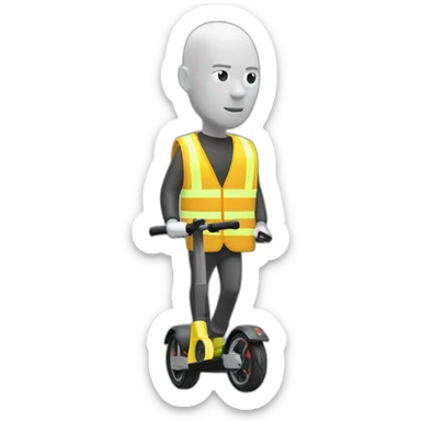 xiaomi trottinette electrique bald man with yellow safety vest sticker