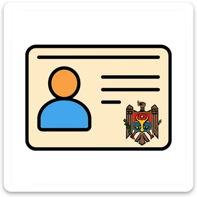 identification card for a business entity, no text, only placeholder lines, with the coat of arms of Moldova in the corner sticker