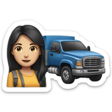 Truck and girl with dark hair sticker