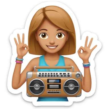 woman holding boombox sticker