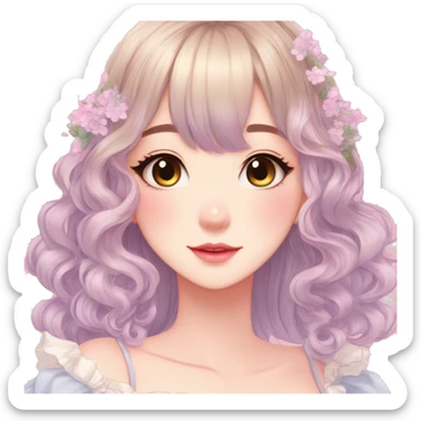 gorgeous pretty attractive anime lady beautiful hair with gorgeous dress fairycore cottagecore pastelcore detailed high quality trending VOGUE aesthetic sticker