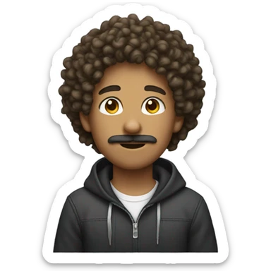 a curly head teenager with a goatee mustache  sticker
