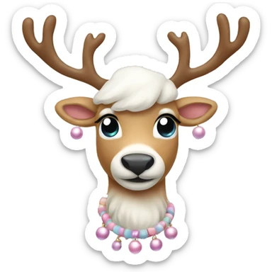 Pastel reindeer with bells sticker