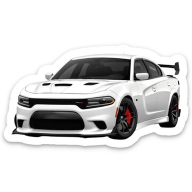CHARGER DOSH HellCat SRT white and With low suspension body kit 4k, 8k and carbon: spoiler Wheels and hood  sticker