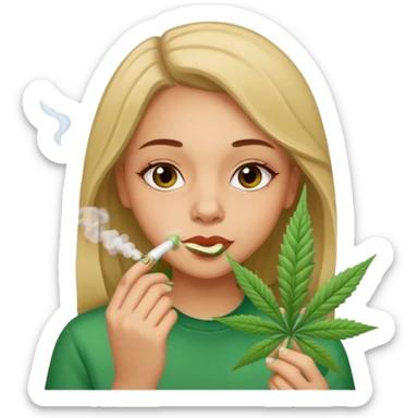 Girl smelling marijuana  sticker