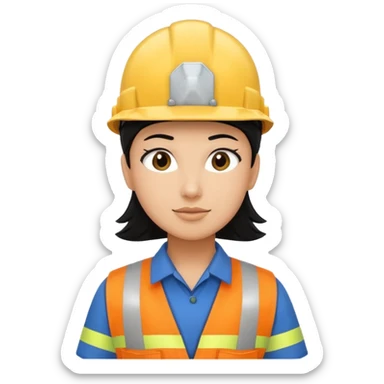 Electricity power employee at work with black hair sticker