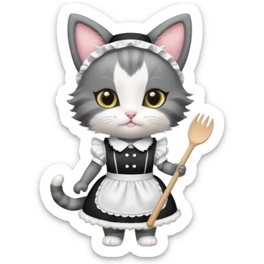 Kitten in a maid outfit  sticker