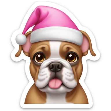 Frenchie Brown wearing Pink santa hat sticker