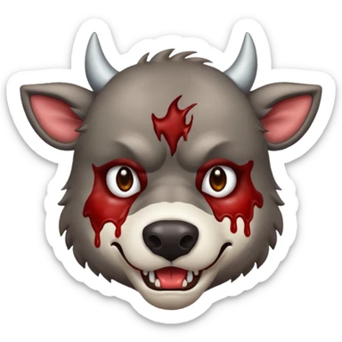 Wolf face eating coo sticker