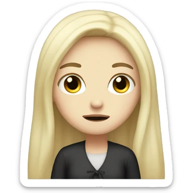 Pale girl with long black hair crying sticker