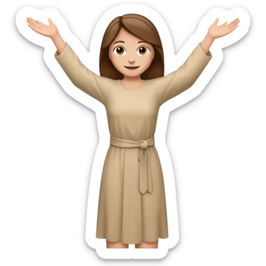 fullbody, head-to-toe, Lazarus's sister, Jesus's friend, with brown hair and beige dress, normal emoji style, arms open sticker