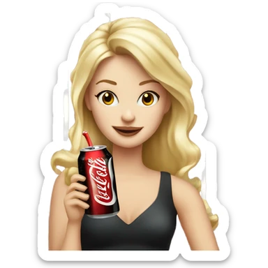 Pretty white woman with blonde hair drinking a Coke Zero sticker