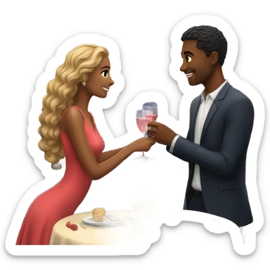 Romantic date for stunningly beautiful couple sticker