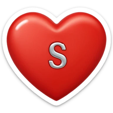 Love heart in red colour and center S letter only sticker