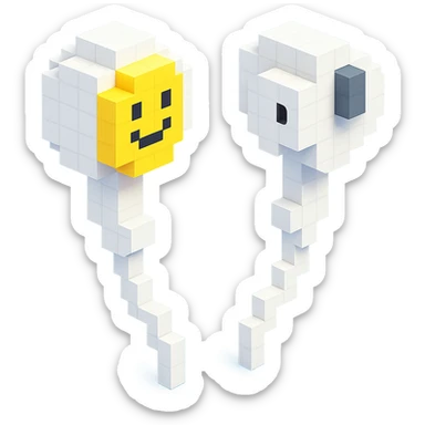 white EarPods headphones with a playful twist, floating in space sticker