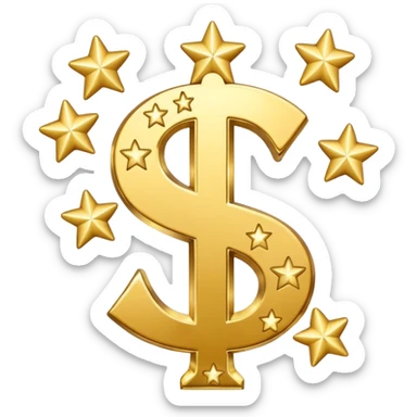 united states dollar sign with stars and hearts and sparkles sticker