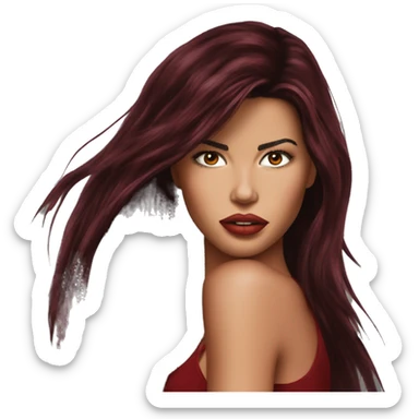 Adriana lima in 90s long dark red hair long dark eyelashes sticker
