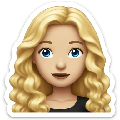 Beautiful girl, long golden hair, blue eyes, in a black tight dress sticker