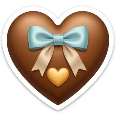 brown pastel heart  with beige bow sticker