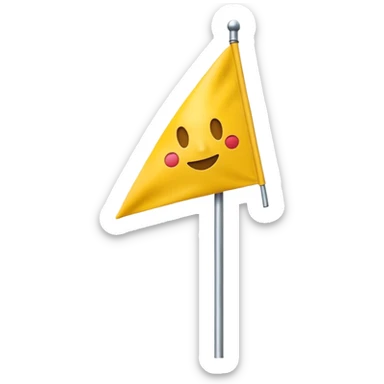 Apple emoji style smiley face triangular yellow flag on a pole. no face sticker