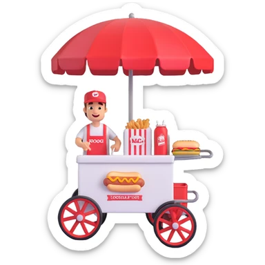 hotdog seller in New York with cart sticker