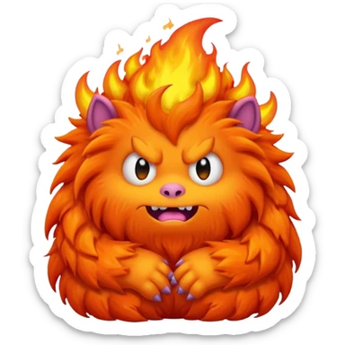 Sleepy cute fluffy flaming monster  sticker