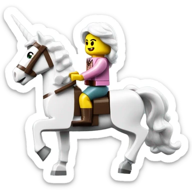 Lady lego riding unicorn sticker