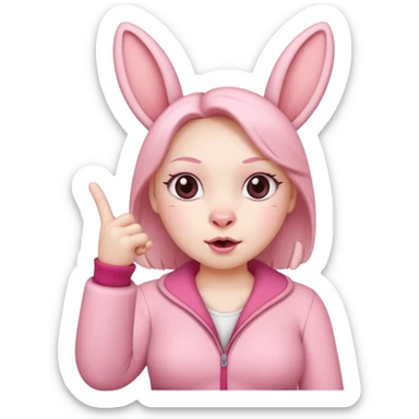 pink labubu, giving the middle finger in both hands sticker