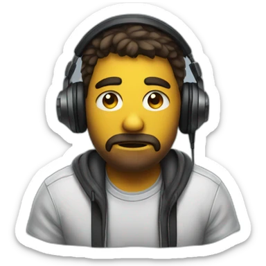 Sad gamer with gaming headphones sticker