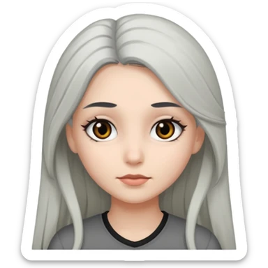 girl with black eyes and long black and gray hair sticker