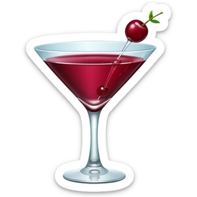 martini glass with burgundy cherry decoration sticker