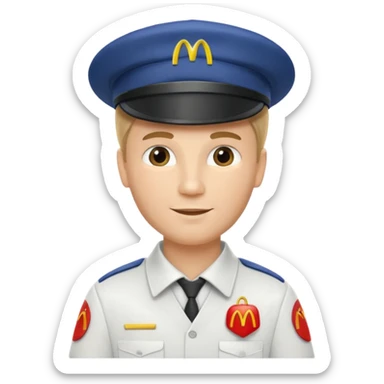 caucasian male McDonald's worker sticker