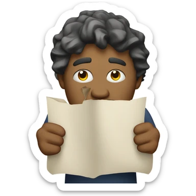 frustrated person with a paper on hands sticker