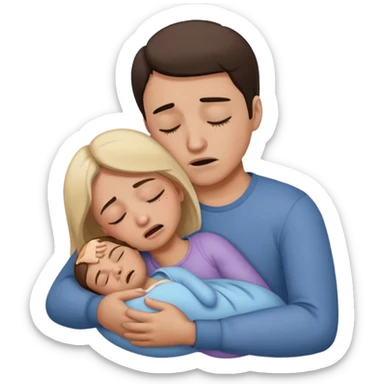 A man holding a sleeping woman in his arms whilst crying  sticker
