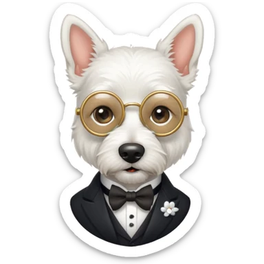 white terrier gentleman sticker