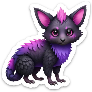 Cool Edgy realistic Black-pink-purple-gradient Trico-animal-creature full body sticker