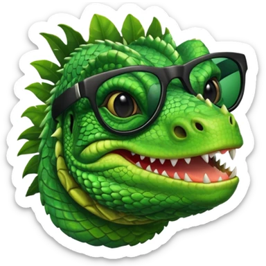 capitalist iguana head with black sunglasses smiling sarcastically sticker