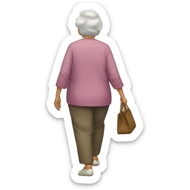 grandma walking away from sticker
