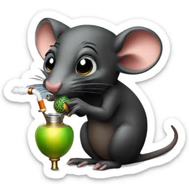Black rat smoking hookah  sticker
