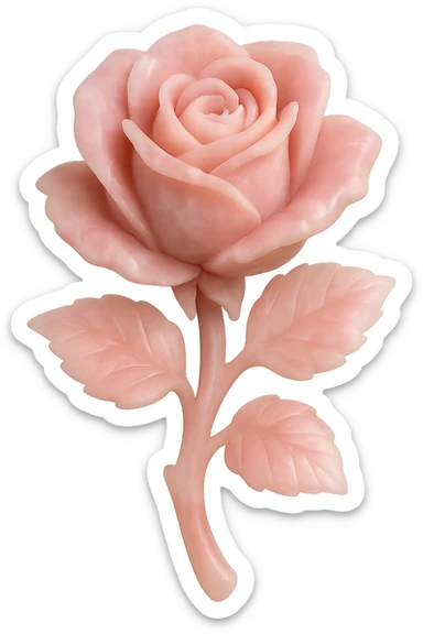 Pink Opal crystal rose flower, remove background sticker