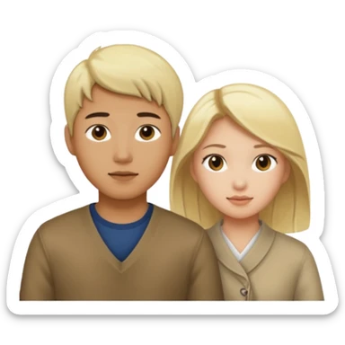 asian boy and blonde girl sticker
