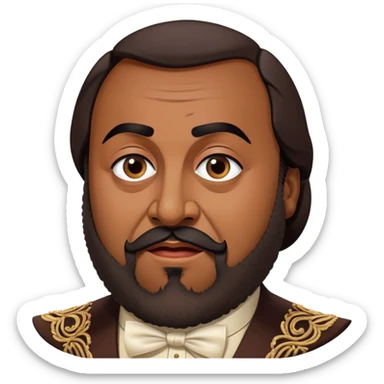 Cinematic Realistic Luciano Pavarotti Portrait Emoji, depicted as a charismatic operatic tenor with expressive eyes and commanding stage presence, rendered with rich elegant textures and warm theatrical lighting that captures his timeless vocal brilliance. sticker