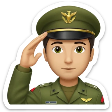militar de boina dando continencia verde com baba sticker