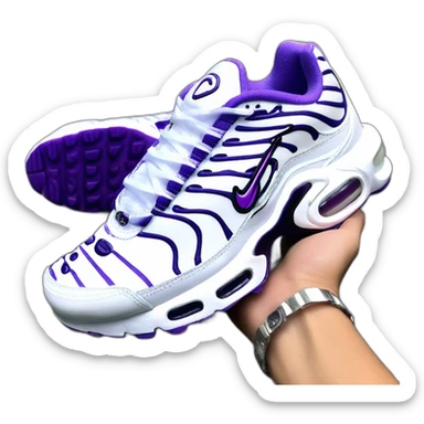 nike air max tn plus white and purple sticker
