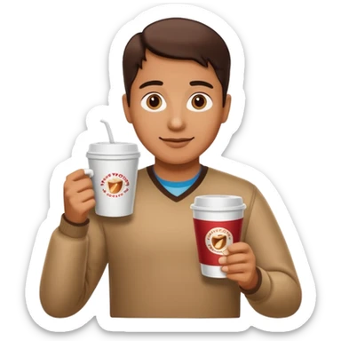 canadian holding tim hortons coffee cup sticker