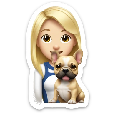 French bull dog and blonde girl sticker